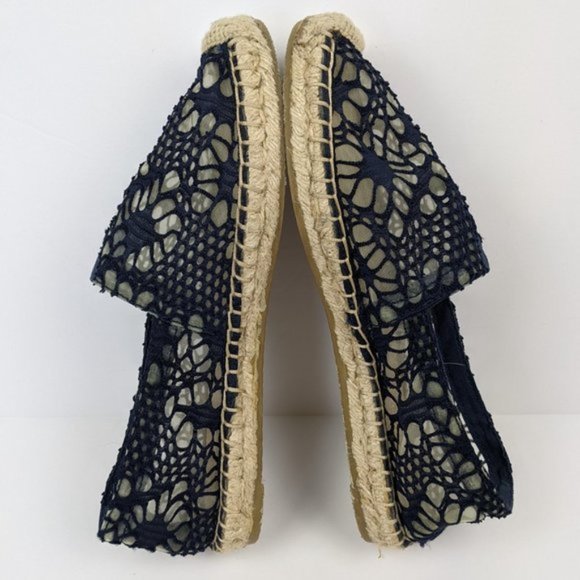 Joy & Mario Daisy Navy Blue Lace Espadrille Flats - Picture 8 of 9